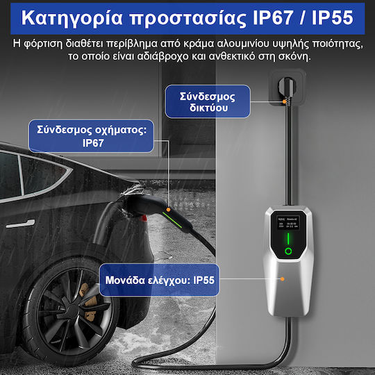 Junsun Încărcător Portabil Cu O Singură Fază 3.5kW Cu Cablu Încorporat 8m Tipul 2