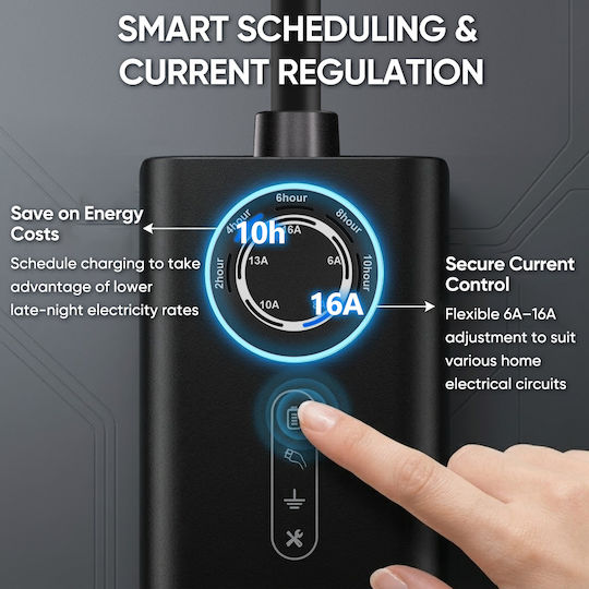 Junsun Преносим Трифазен Зарядно Устройство 11kW с Вграден Кабел 10м Тип 2