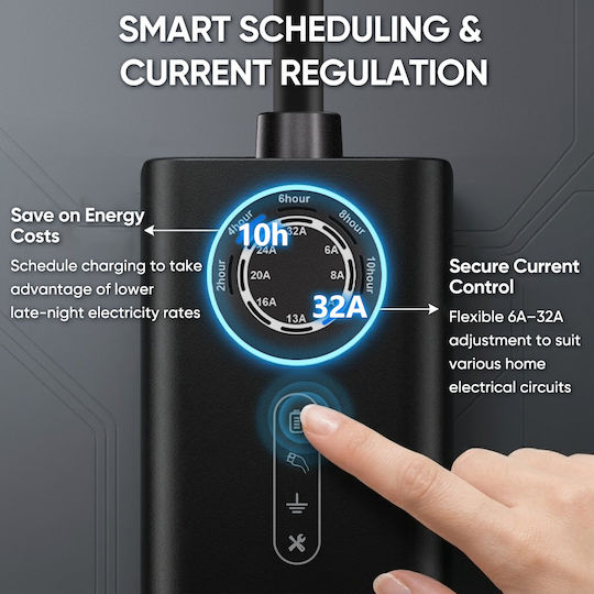 Junsun Φορητός Τριφασικός Φορτιστής 22kW με Ενσωματωμένο Καλώδιο 8m Type 2