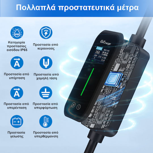 Junsun Преносим Еднофазен Заряден Станция 3.5kW с Вграден Кабел Тип 2