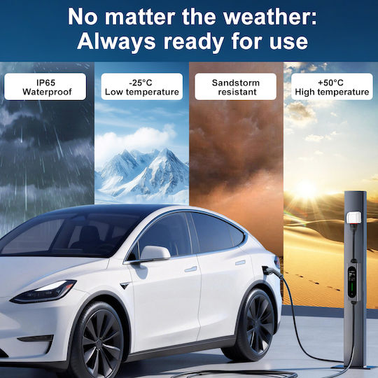 Junsun Преносим Трифазен Зарядно Устройство 11kW с Вграден Кабел 6м Тип 2