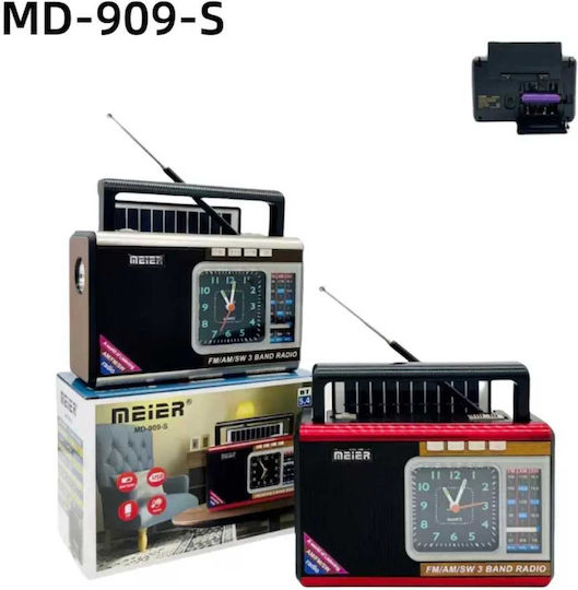 M909S Retro Portable Solar Radio with Bluetooth and USB Silver