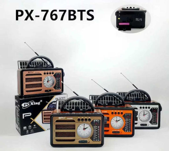 PX-767BTS Retro Portable Solar Radio with Bluetooth and USB Silver