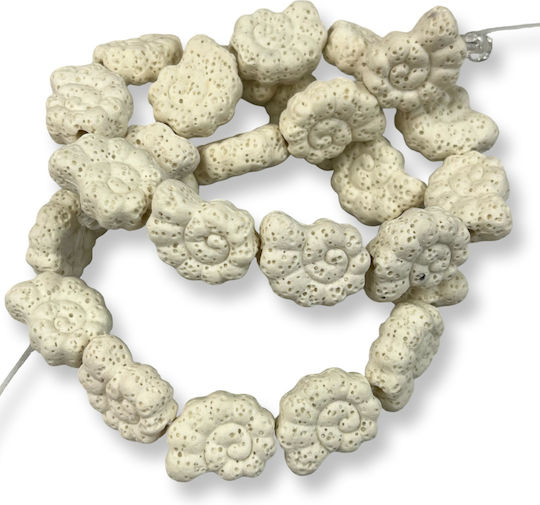 Natural Lava Snail White 17x14mm – Hole 2mm – Length 40 Cm 26 Pieces