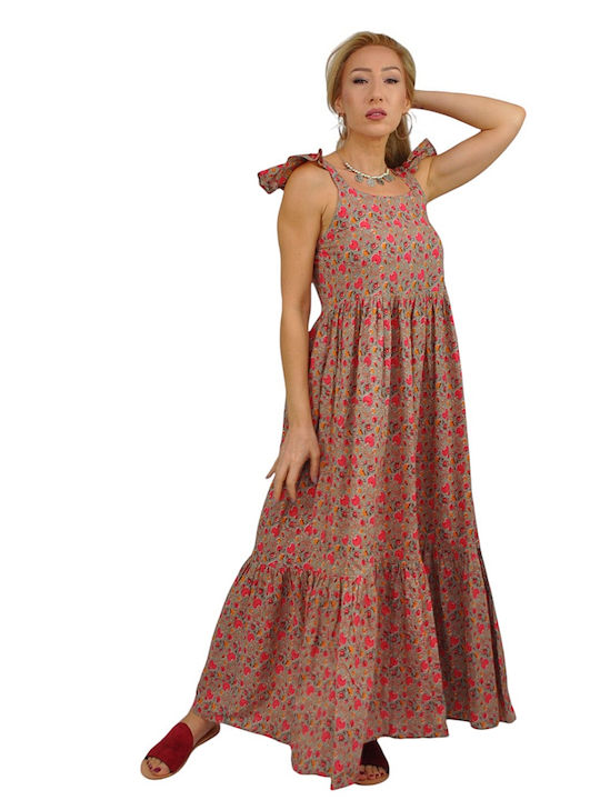 Summer Maxi Dress with Ruffles Floral