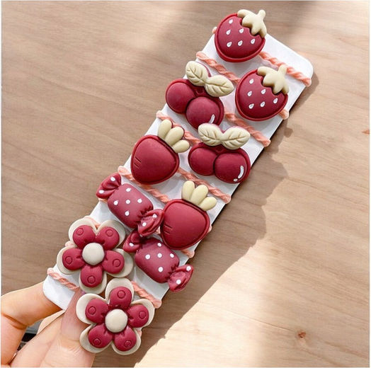 Ecarla Комплект 10 Терикотени Ластици За Коса Червени Berries Gum168