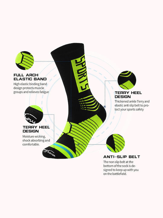 Men's Cotton Basketball Mid-Calf Red Sports Socks