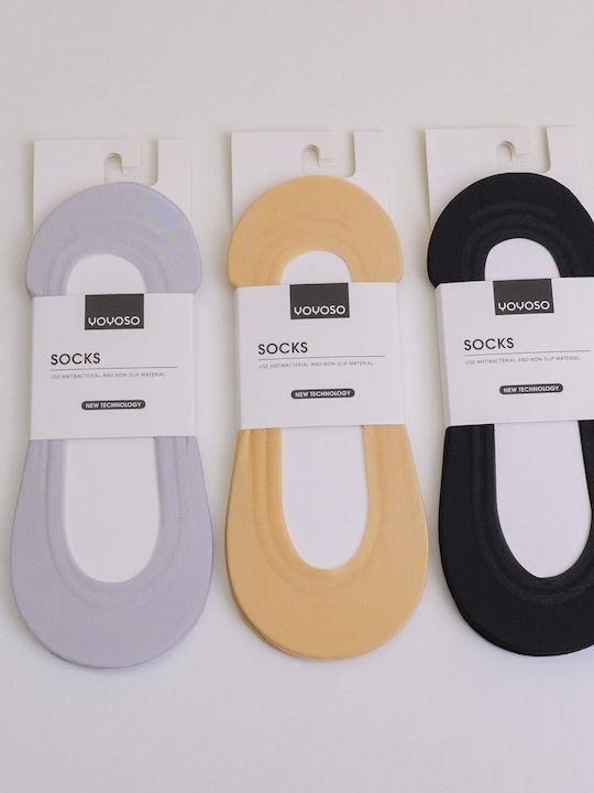 Kurze Socken Ice Silk Silikon Set 2 Stück Beige