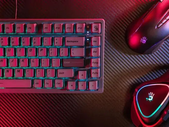 A4Tech Bloody MS76 Ηall Effect Gaming Πληκτρολόγιο 75% με Magnetic διακόπτες και RGB φωτισμό (International English) Iron Grey