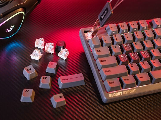 A4Tech Bloody MS76 Ηall Effect Gaming Πληκτρολόγιο 75% με Magnetic διακόπτες και RGB φωτισμό (International English) Iron Grey