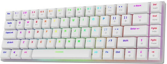 Aqirys Agena Ασύρματο Gaming Μηχανικό Πληκτρολόγιο 65% με Gateron Low Profile Red διακόπτες και RGB φωτισμό (Αγγλικό US) Λευκό