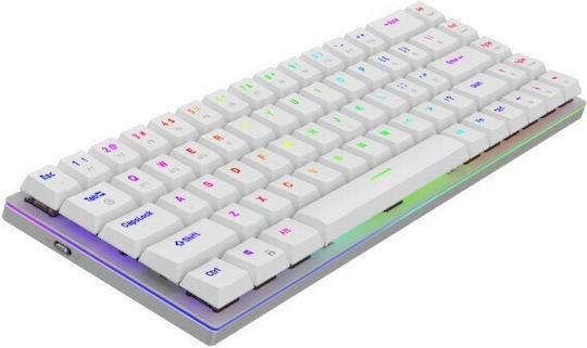 Aqirys Agena Ασύρματο Gaming Μηχανικό Πληκτρολόγιο 65% με Gateron Low Profile Red διακόπτες και RGB φωτισμό (Αγγλικό US) Λευκό