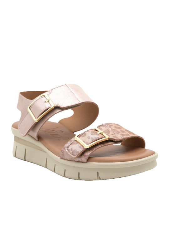 Leather Women's Anatomic Flatform Sandals Beige