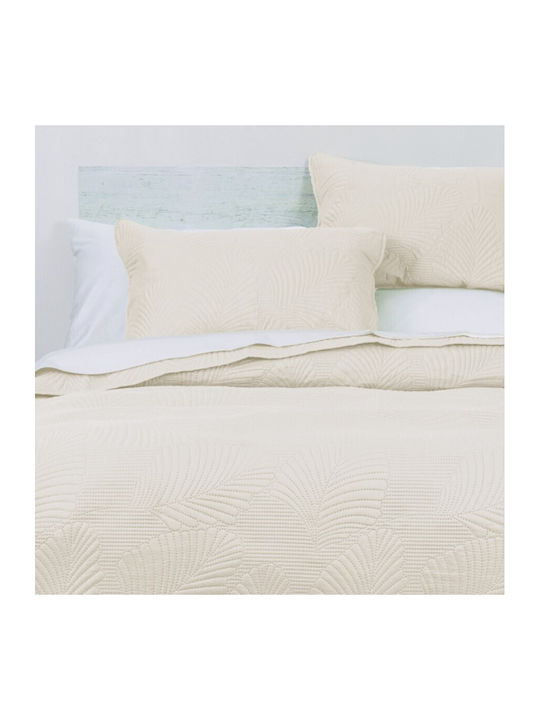 Borea Tropical Set Coverlet Queen Size from Polyester Ecru 220x240cm 3pcs