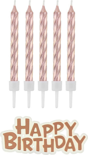 Happy Birthday Candles Pink-gold 16 Pcs 1 Pack