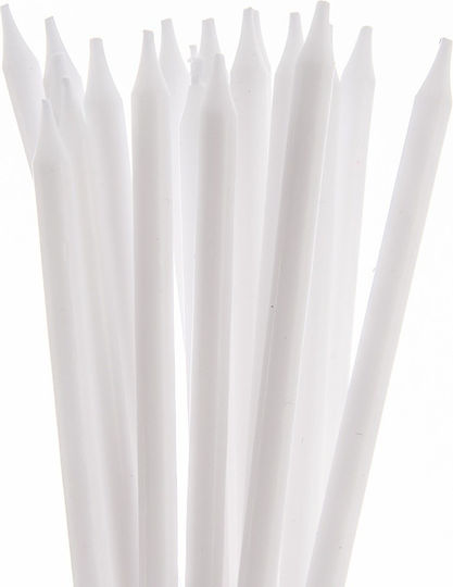 White Long Birthday Cake Candles 14.5 Cm 12 Pcs