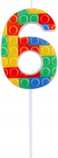 Piker Candle Cake Number 6 Six Colorful Blocks Birthday 10cm