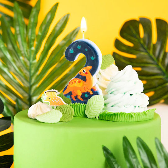 Lumânare De Tort Numărul 2 Doi Dinozauri Dino