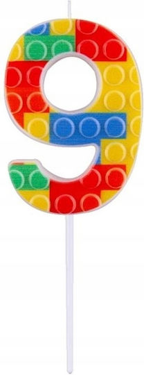 GoDan Geburtstagskerzen Kuchen Nummer 9 Neun Bunte Blöcke 10cm