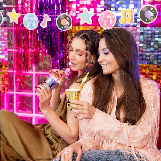 Retro Disco Party Papierbecher 80er Geburtstag Karneval 220ml 6 Stück