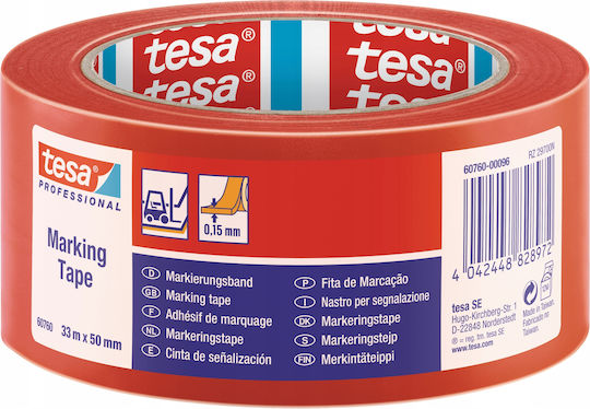 Tesa Ταινία Σήμανσης από Πλαστικό σε Κόκκινο Χρώμα Μήκους 33μ.