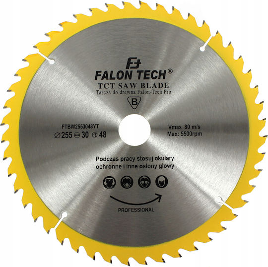 Falon-Tech Δίσκος Κοπής Ξύλου με 48 Δόντια 255mm
