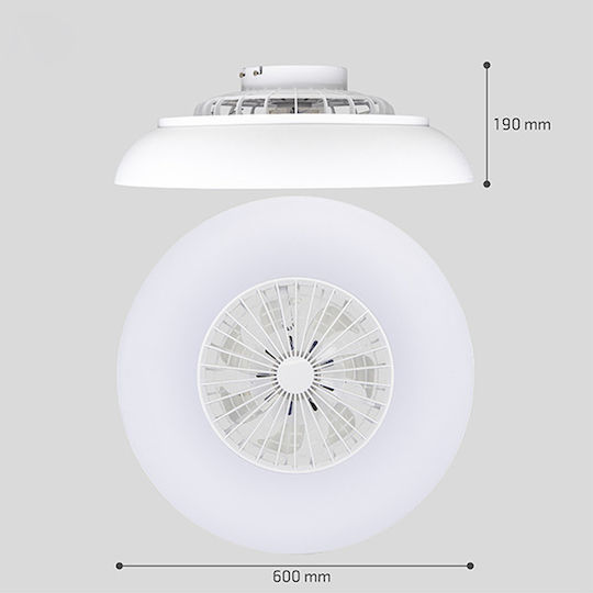 123led Deckenventilator 60cm mit Leuchte Weiß