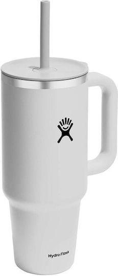 Hydro Flask Ποτήρι Θερμός Ανοξείδωτο 1.18lt White με Λαβή και Καλαμάκι