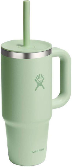 Hydro Flask Ποτήρι Θερμός Ανοξείδωτο 710ml Aloe με Λαβή και Καλαμάκι