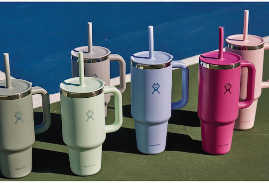 Hydro Flask Ποτήρι Θερμός Ανοξείδωτο 710ml Aloe με Λαβή και Καλαμάκι