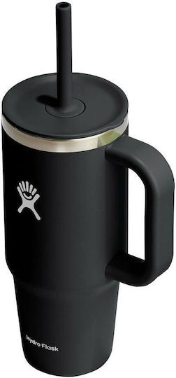 Hydro Flask Ποτήρι Θερμός Ανοξείδωτο 710ml Black με Λαβή και Καλαμάκι