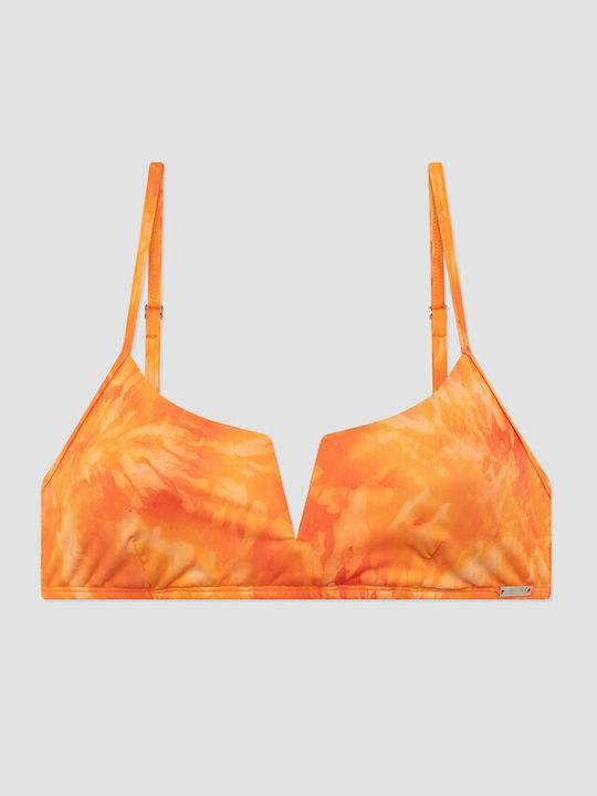 Bikini Bra With Padding Floral Orange Tie Dye