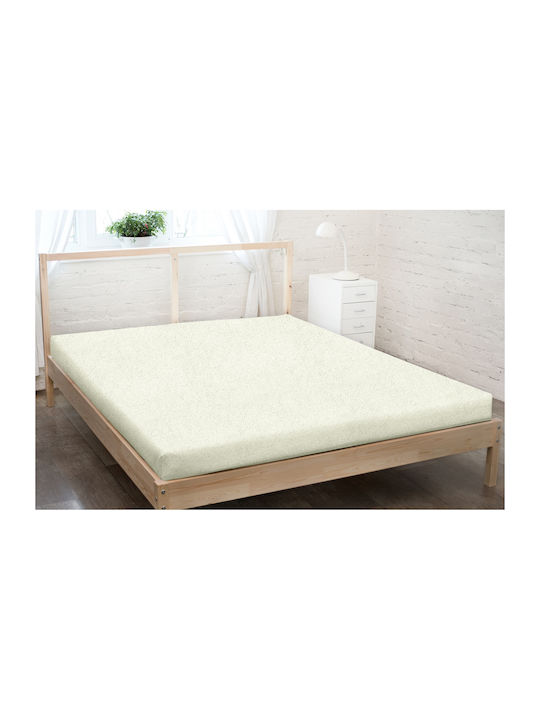 KZ Bed Sheet Double With Elastic 160x200cm Ecru