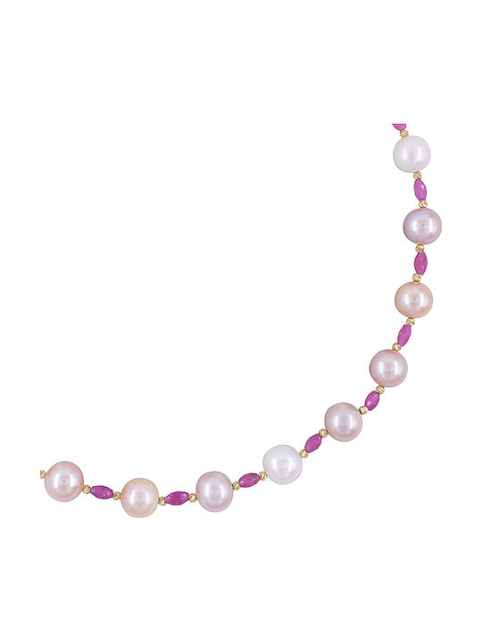 Kette K14 Vergoldete Elemente Rubine Mehrfarbige Perlen F1252378 Kette K14 Vergoldete Elemente Rubine Mehrfarbige Perlen F1252378