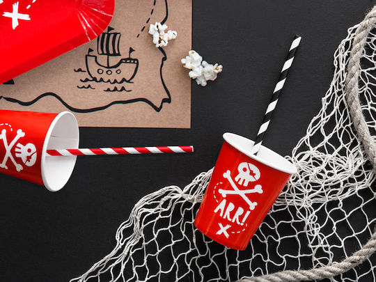 Червени Пиратски Чаши 220мл 6 Бройки