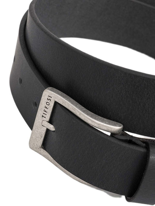Tiffosi Herren Gürtel Leder Schwarz
