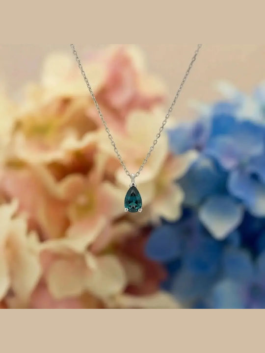 Halskette mit Träne-Design aus Weißgold 14K Blau