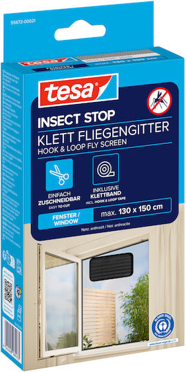 Tesa Moskitonetz Fenster aus Polyester Schwarzes mit Rahmen 150x130cm