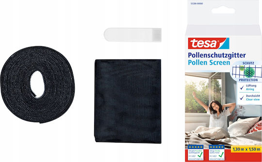 Tesa Plasă de Țânțari pentru Fereastră din Poliester Neagră cu Ramă 150x130cm