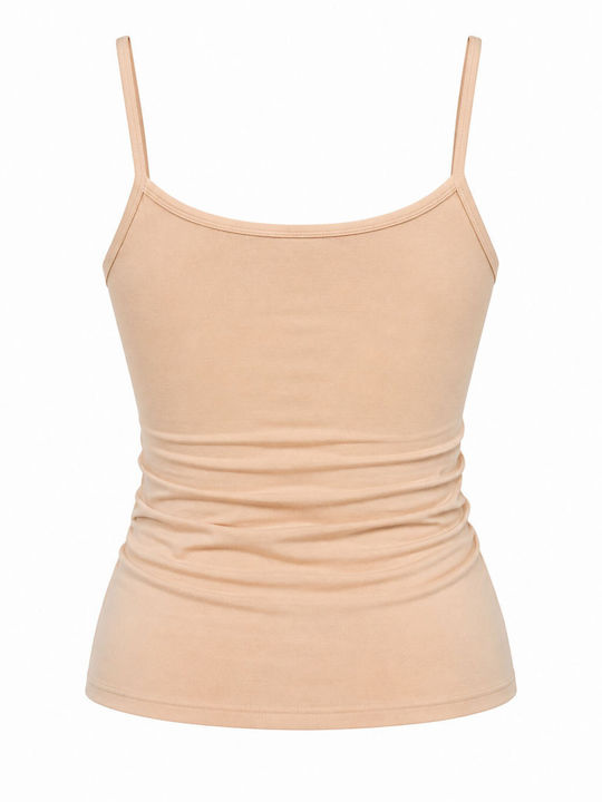 Beige Women's Tank Top with Spaghetti Strap TB160-MPEZ