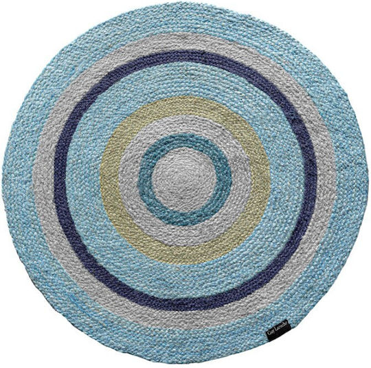 Guy Laroche Vanity Wohnzimmer Teppich Rund Aus Jute Blau 110cm