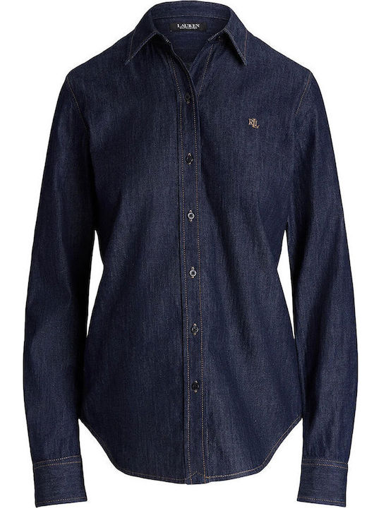 Long Sleeve Women's Denim Shirt Blue