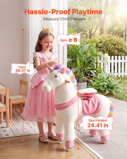 Vevor Wooden Rocking Toy Horse for 6+ Months with Sounds & Wheels for Weight up to 80kg
