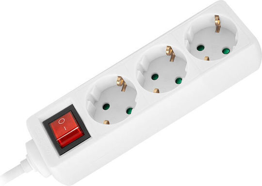 Rebel Power Strip 3 Sockets with Switch and 3m Cable