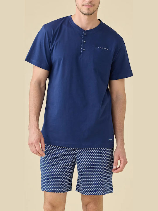Noidinotte Summer Men's Cotton Pyjamas Blue Marine
