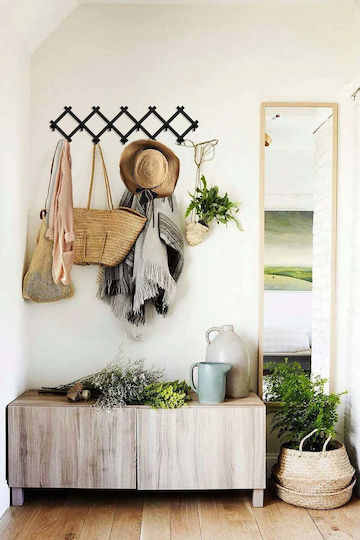 SteweHome Metal Wall Hanger 10 Hooks Black 55x20x20cm