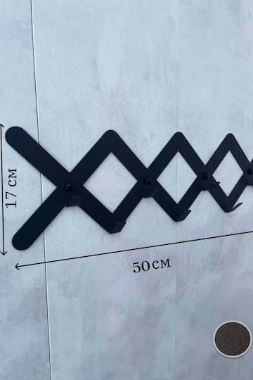 SteweHome Metal Wall Hanger 7 Hooks Black 50x20x20cm