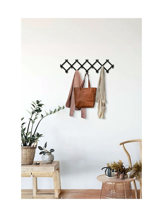 SteweHome Metal Wall Hanger 10 Hooks Black 55x20x20cm