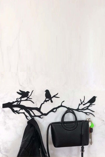 SteweHome Metal Wall Hanger 6 Hooks Black 55x18x18cm