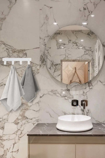 SteweHome Metal Wall Hanger 4 Hooks White 27.5x6x3cm